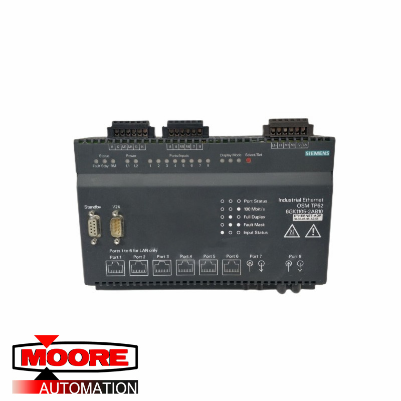 SIEMENS  6GK1105-2AB10  TP62 Ethernet Opitical Switch Module