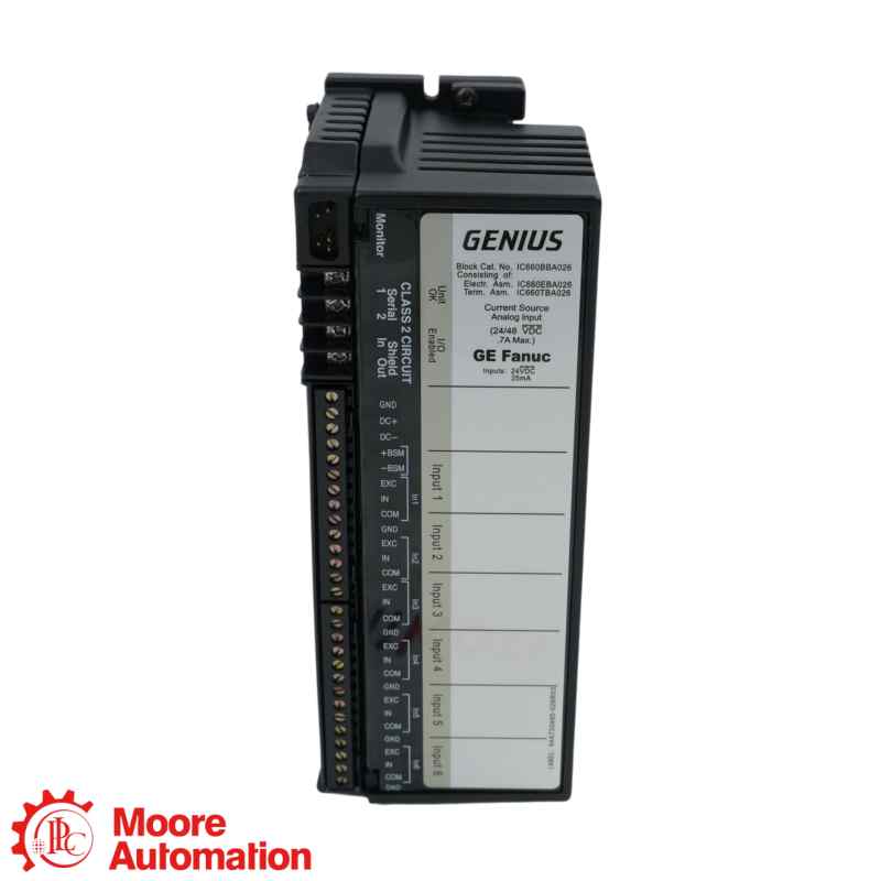 GE Fanuc IC660BBA026 Genius I/O Current-Source Analog 6-Input Block